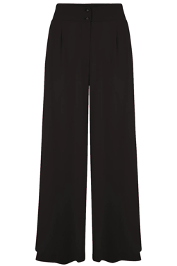 Rock n Romance The "Sophia" Palazzo Wide Leg Trousers in Black, Easy To Wear Vintage Inspired Style