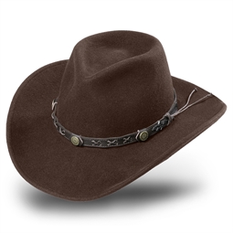 Cowboy Hat WALKER brown , 100% Wool felt - Lining 100% Polyester