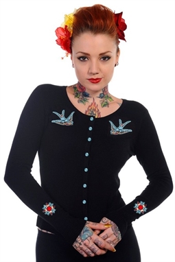Banned - Black Blue Hybrid cardigan - Blue/Black