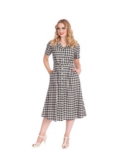 Banned - Cherry Check Dress - Navy