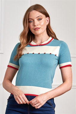 Banned -Blue Lily Rose Jumper - Blue/White/Red