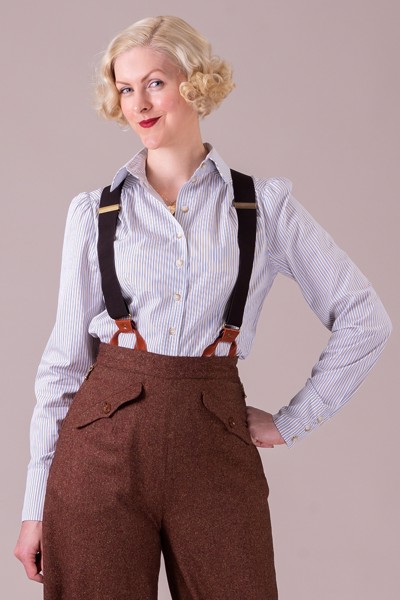 Emmy Design The dandy dame shirt. Brown stripe