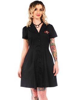 Sourpuss - Winged Scull Button Down Dress