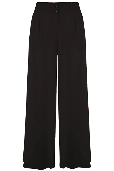 Rock n Romance The "Sophia" Palazzo Wide Leg Trousers in Black, Easy To Wear Vintage Inspired Style