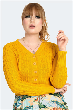 40´ s Knit Cardigan i Mustard - VooDoo Vixen