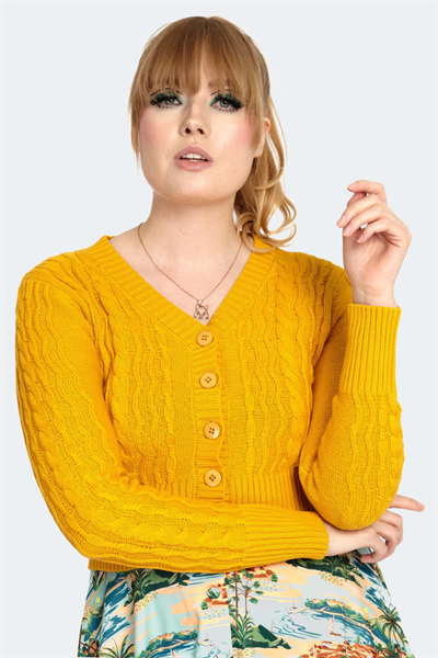 40´ s Knit Cardigan i Mustard - VooDoo Vixen