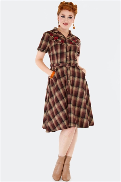 Western Style Flare Shirt Dress - Voodoo Vixen