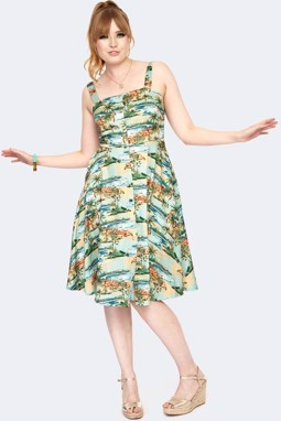 Riviera print flare dress - Voodoo Vixen