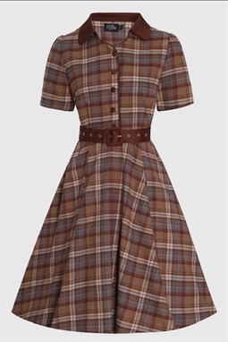 Penelope Brown Tartan Shirt Dress - Dolly & Dotty