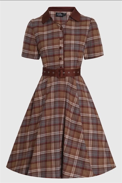 Penelope Brown Tartan Shirt Dress - Dolly & Dotty