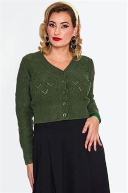 Green Flower Button Cardigan - Voodoo Vixen